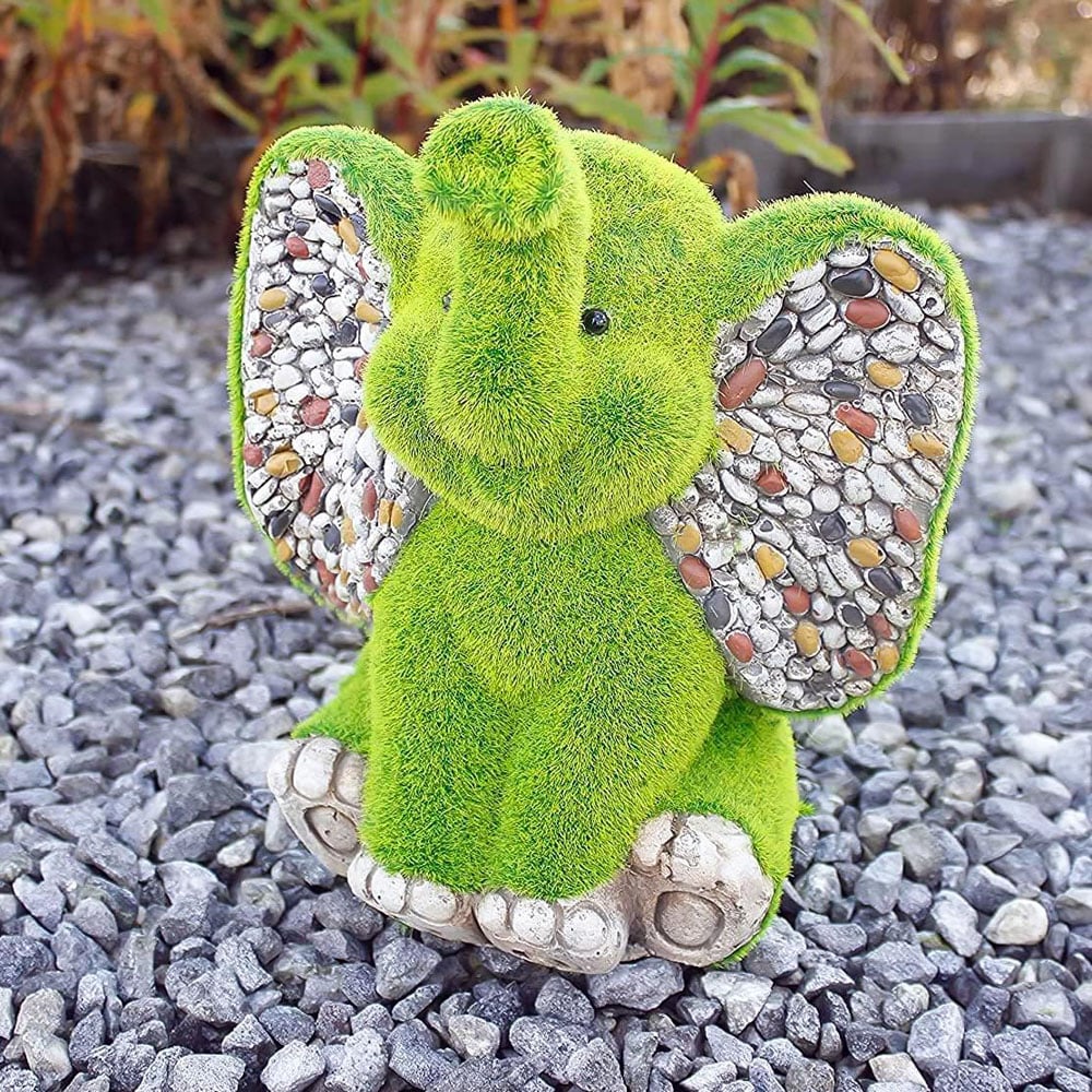 Marco Paul Stone and Grass Effect Resin Elephant Garden Ornament Image 2