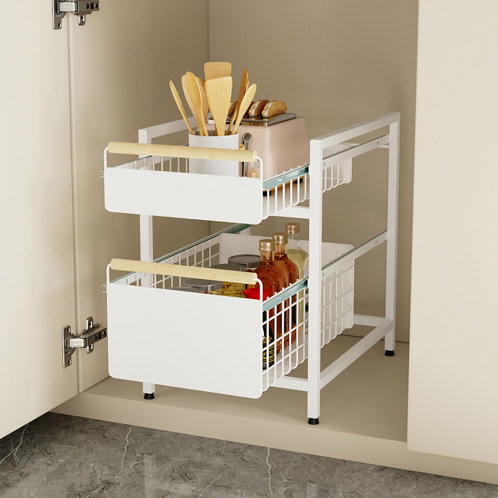 Living and Home 2 Shelf White Pull-Out Cabinet Organiser 29.5cm Image 7