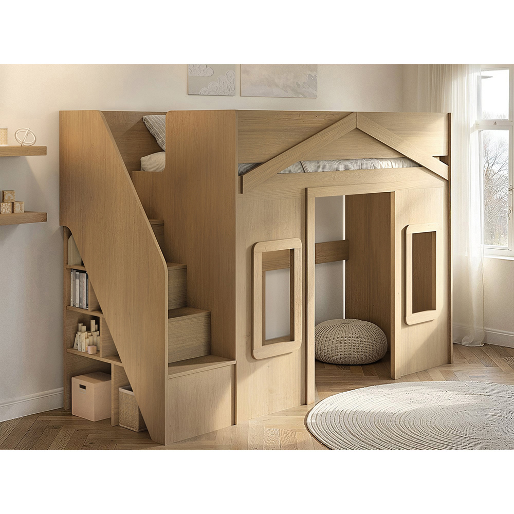 Flair Nixon Oak Playhouse High Sleeper Bed with Storage Image 4