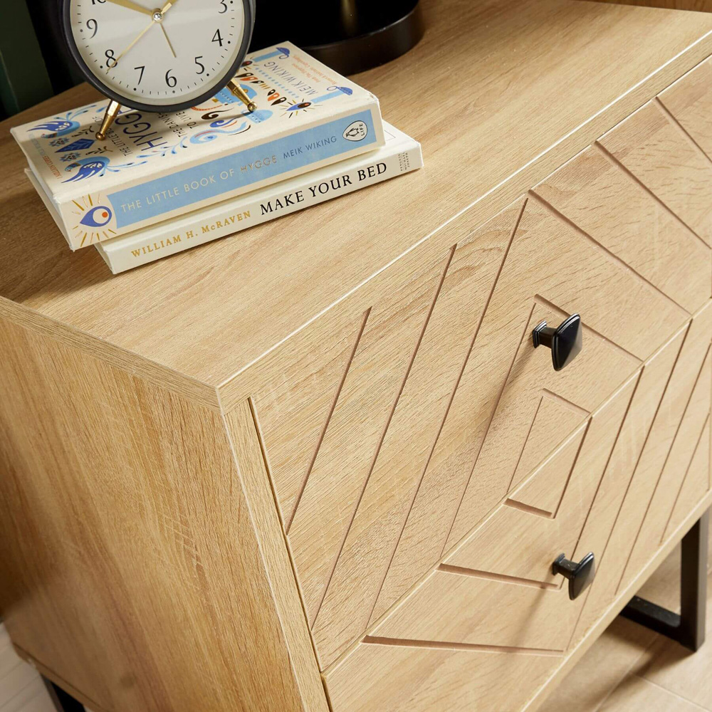 Home Source Aztec 2 Drawer Bedside Table Image 6