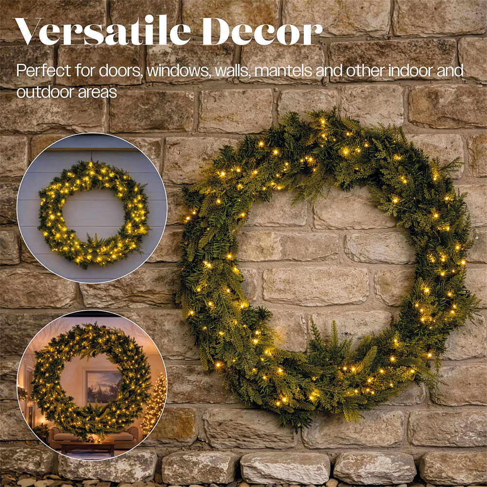 Xmas Haus 200 Warm White LED Christmas Wreath 94cm Image 4