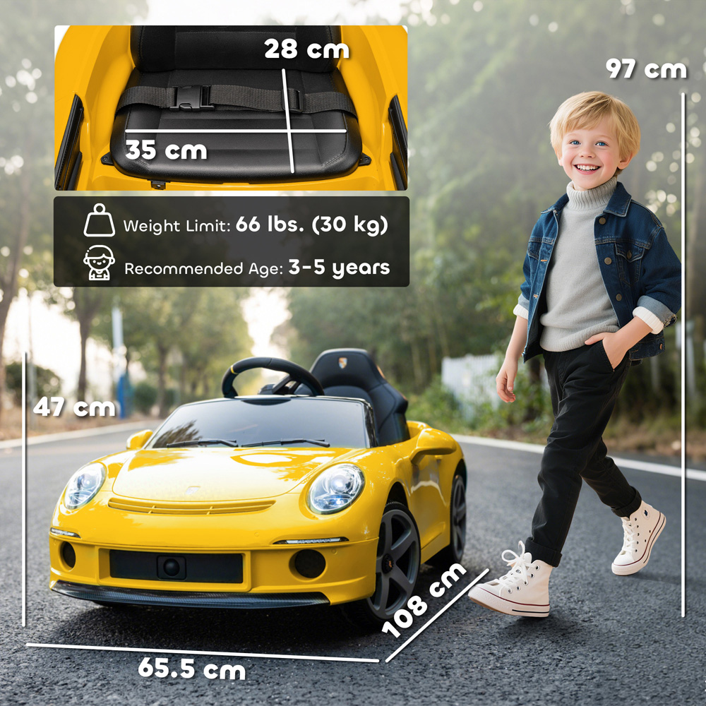Tommy Toys RUF GT Yellow Kids Electric Car 12V Image 9