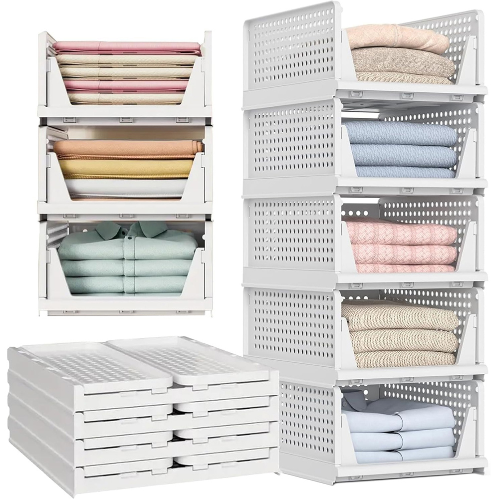 ATEK Stackable Foldable Pull-Out Storage Organiser Drawer 5 Pack Image 2