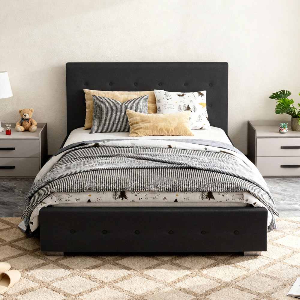 Brooklyn Double Black Fabric Storage Ottoman Bed Image 2