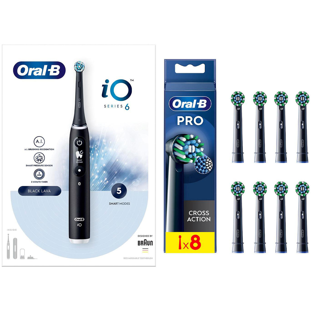 Oral-B iO6 Black Lava Ultimate Clean Electric Toothbrush with 8 Cross Action Black Refill Head Image 1