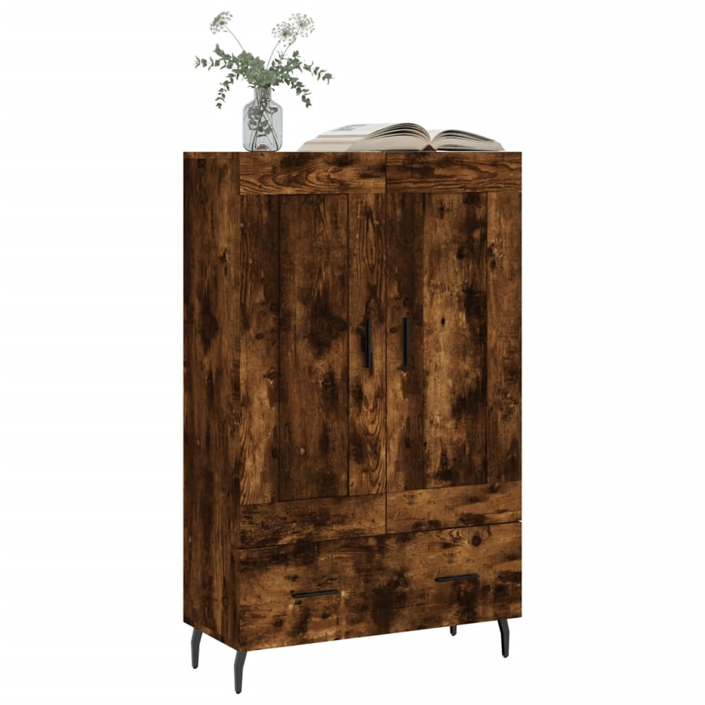vidaXL 2 Door Single Drawer Smoked Oak Highboard Image 3