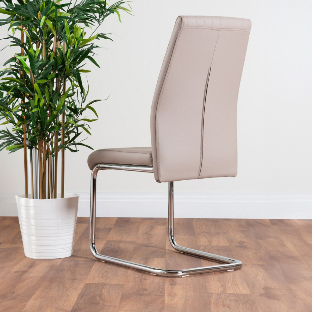 Furniturebox Arona Fortana 6 Seater Round Dining Set Cappuccino Beige and Chrome Image 4