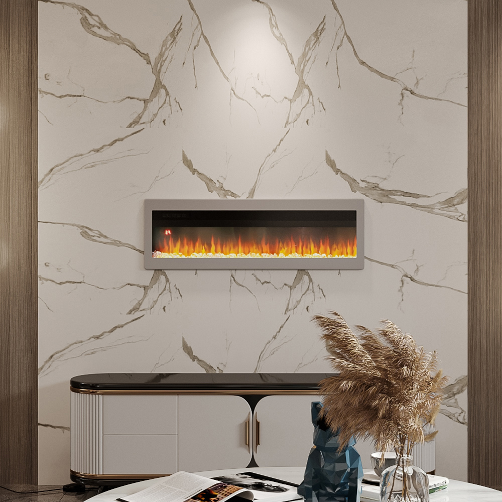 Living and Home White Freestanding Electric Fireplace Image 6