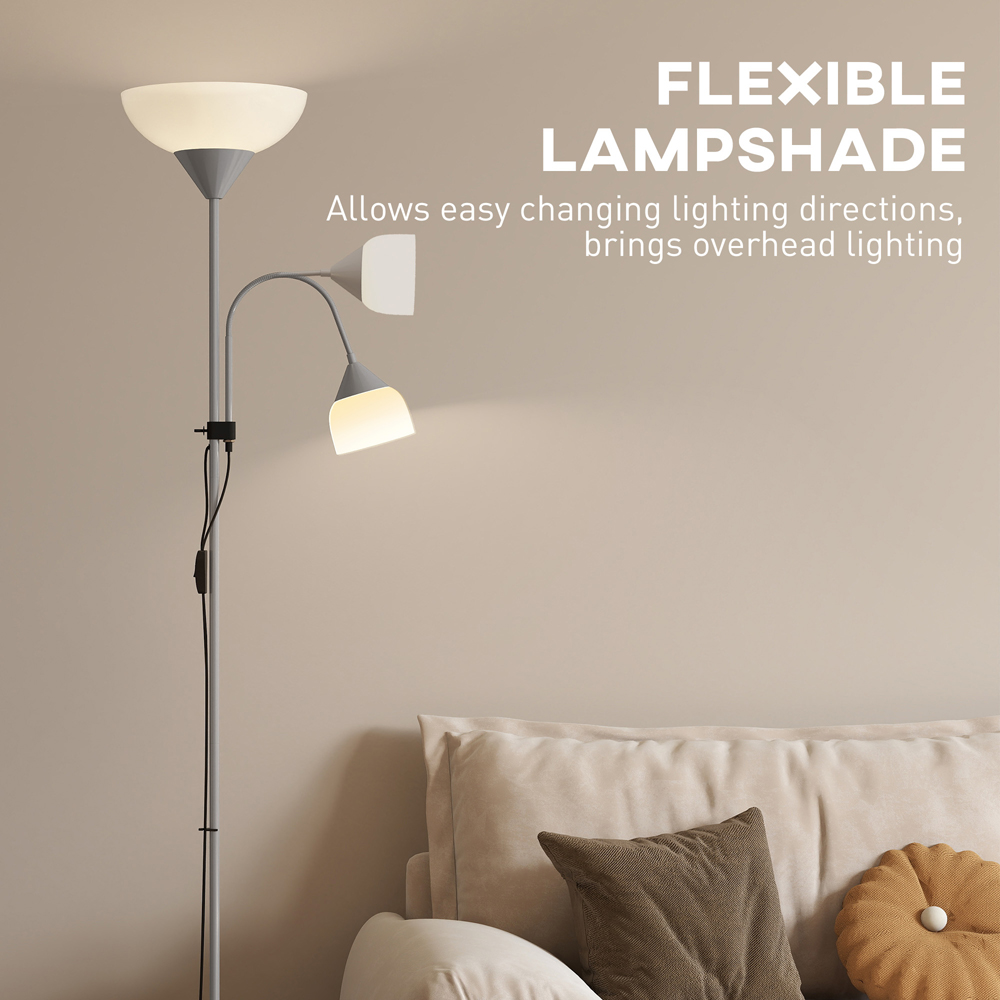 HOMCOM 2 Way Silver Mother Child Floor Lamp with 3 Colour Temperatures Image 6