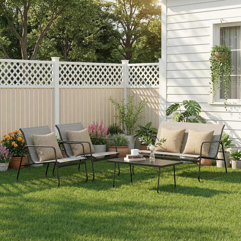 Rattrix 4 Seater Grey Rattan Garden Conversation Set Image 4