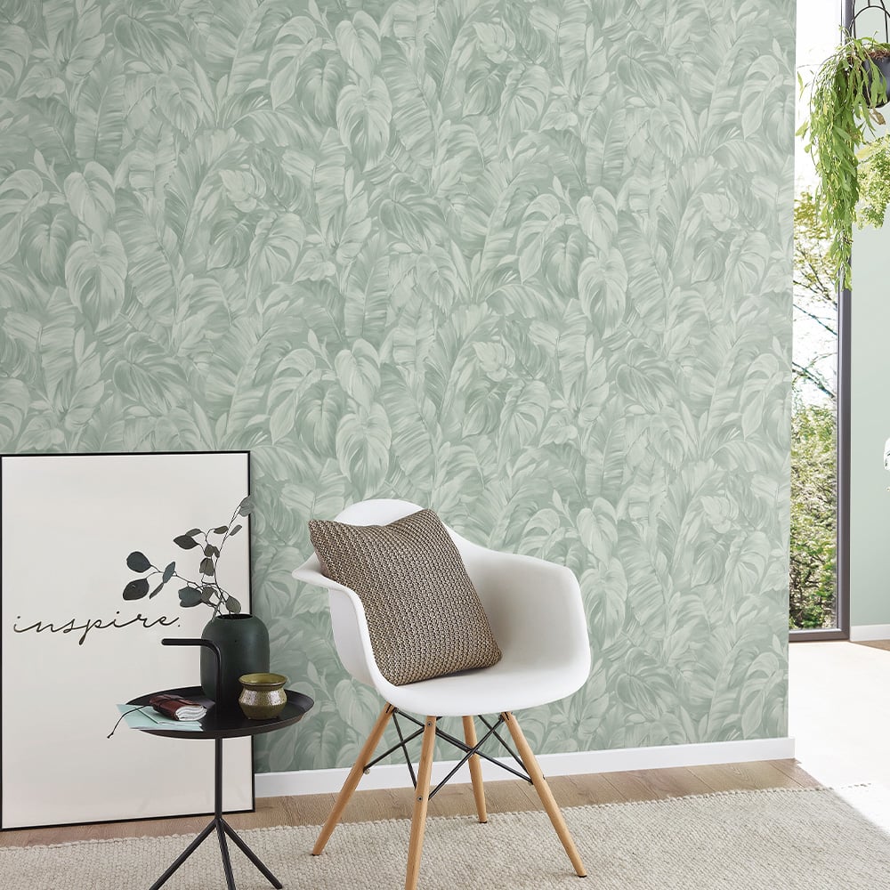 Erismann Textured Folio Leaf Green Wallpaper Image 3