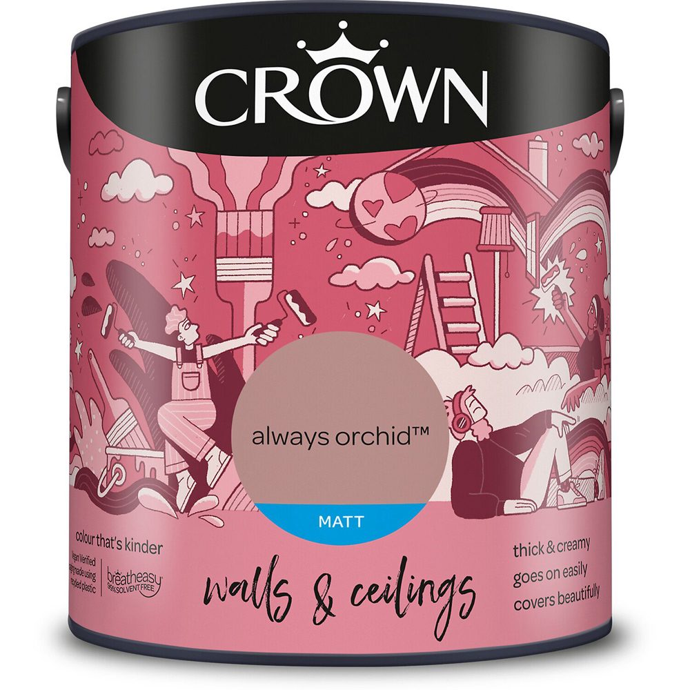 Crown Walls & Ceilings Always Orchid Matt Emulsion Paint 2.5L Image 2