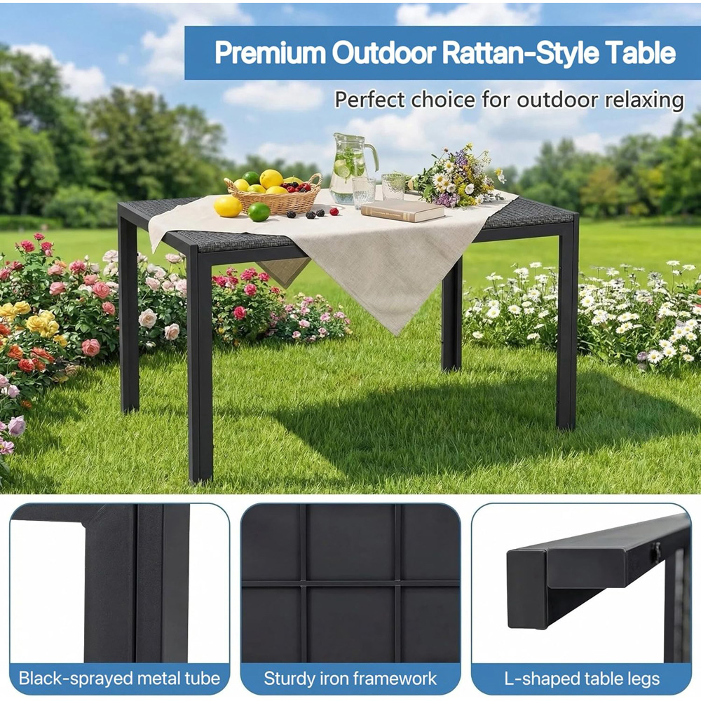 Alivio 4 Seater Grey Rattan Metal Patio Dining Set Image 7
