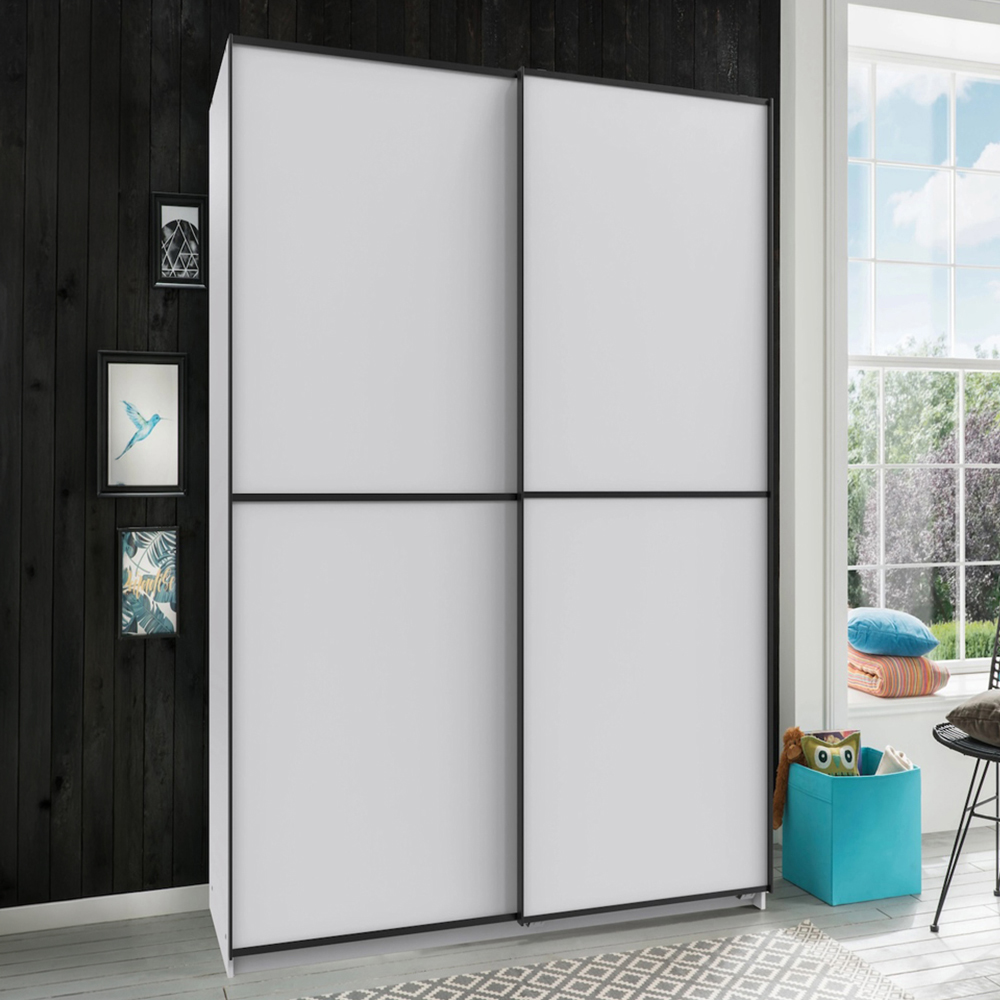 TJ'S Ulm 2 Door White Sliding Wardrobe 135cm Image 1
