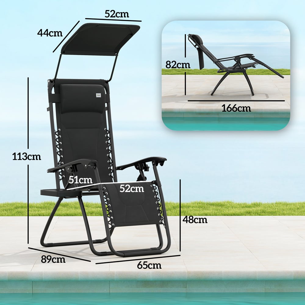 Outsunny Black Zero Gravity Folding Reclining Chair Set of 2 Image 7