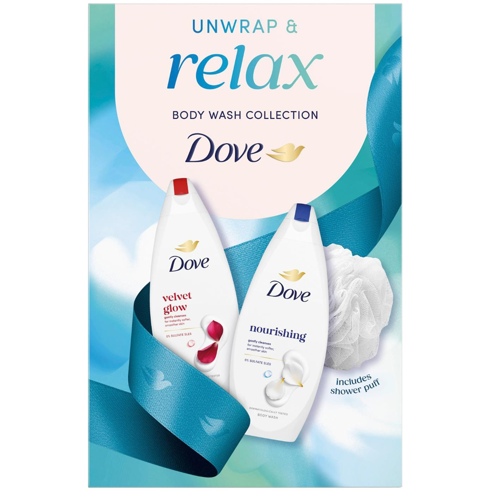 Dove Relax 2 Piece Velvet Glow and Nourishing Body Wash Collection Gift Set 2 Pack Image 7