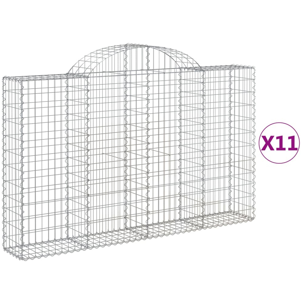 vidaXL Silver Galvanised Iron Arched Gabion Basket 200 x 30 x 120/140cm 11 Pack Image 2