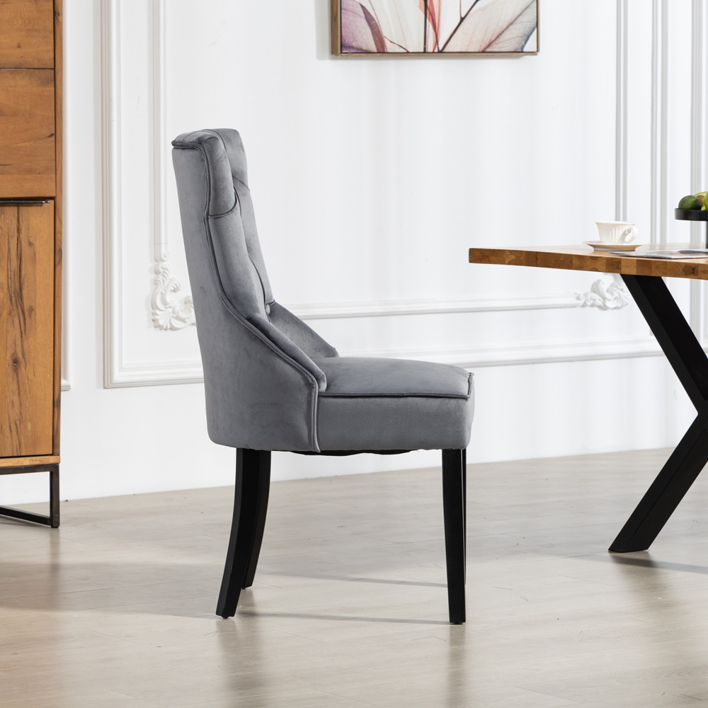 Artemis Home Genola Set of 2 Grey Velvet Fabric Dining Chair Image 3