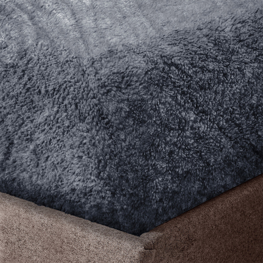 Velosso Single Navy Marl-Effect Teddy Fleece Duvet Cover Set Image 4