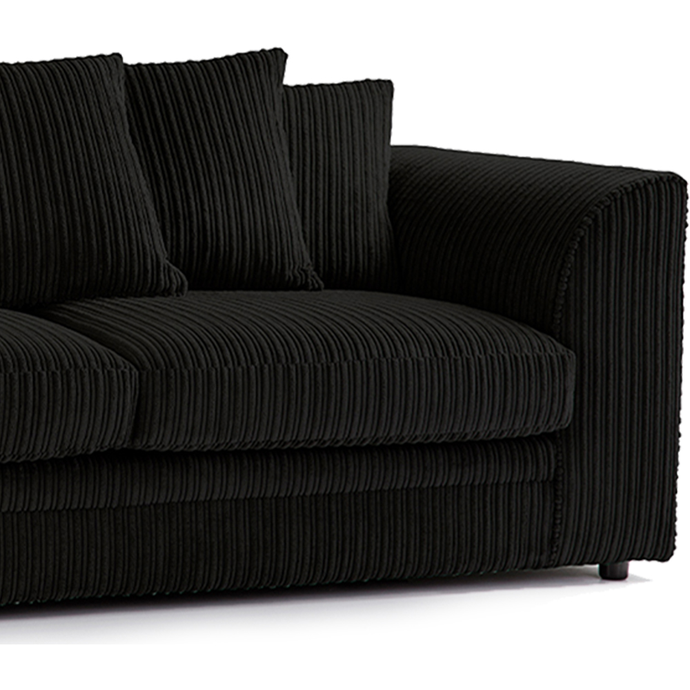 Luxor 6 Seater Black Jumbo Cord Scatter Back Sofa Suite Image 3