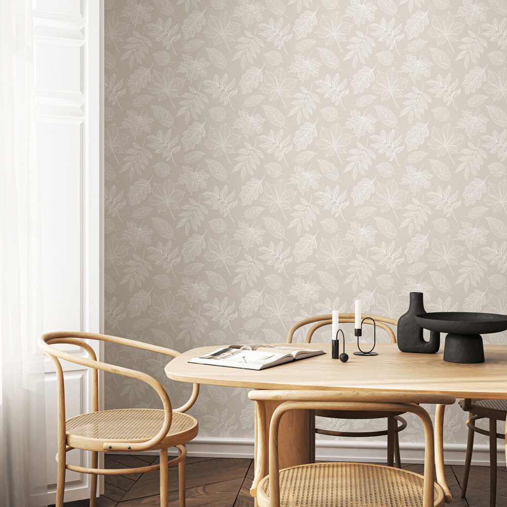 Hoopla Walls Oasis Leaf Silhouette Stone Wallpaper Image 2