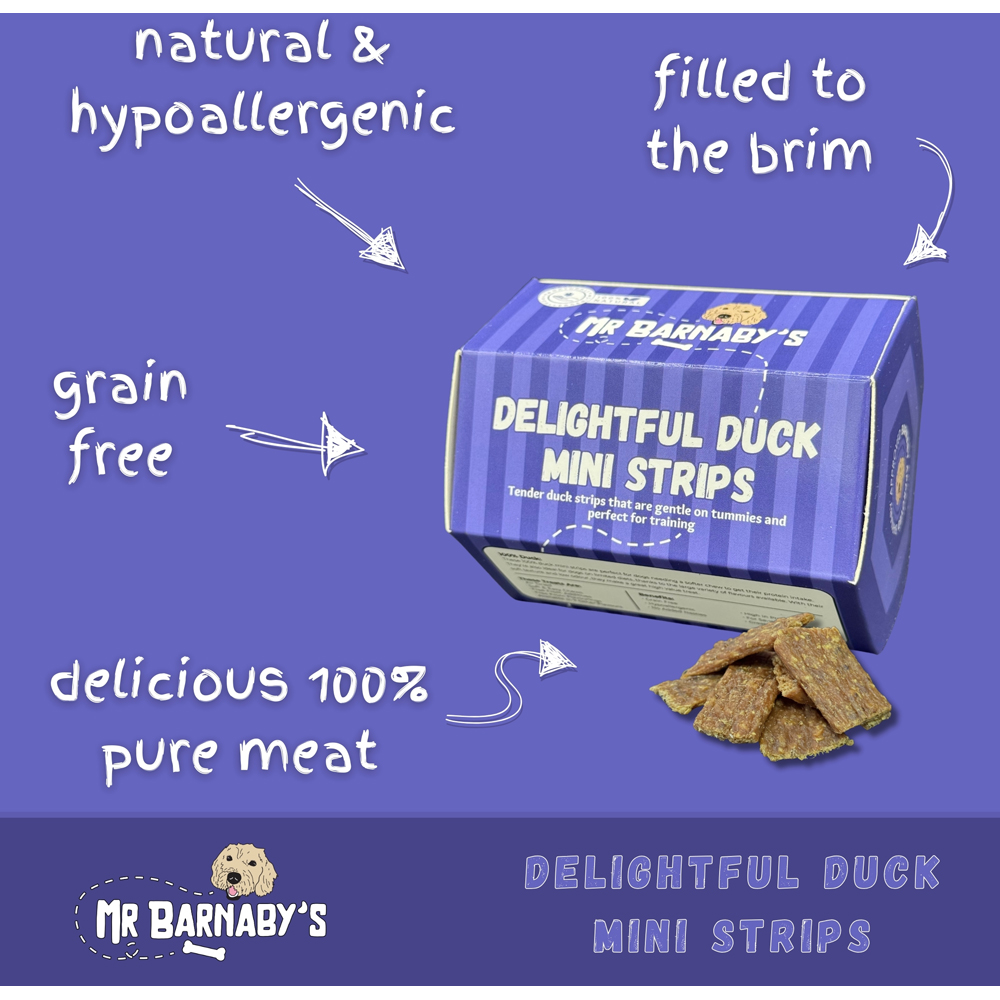 Mr Barnaby's Delightful Duck Mini Strips Dog Treats 4 Pack Image 3