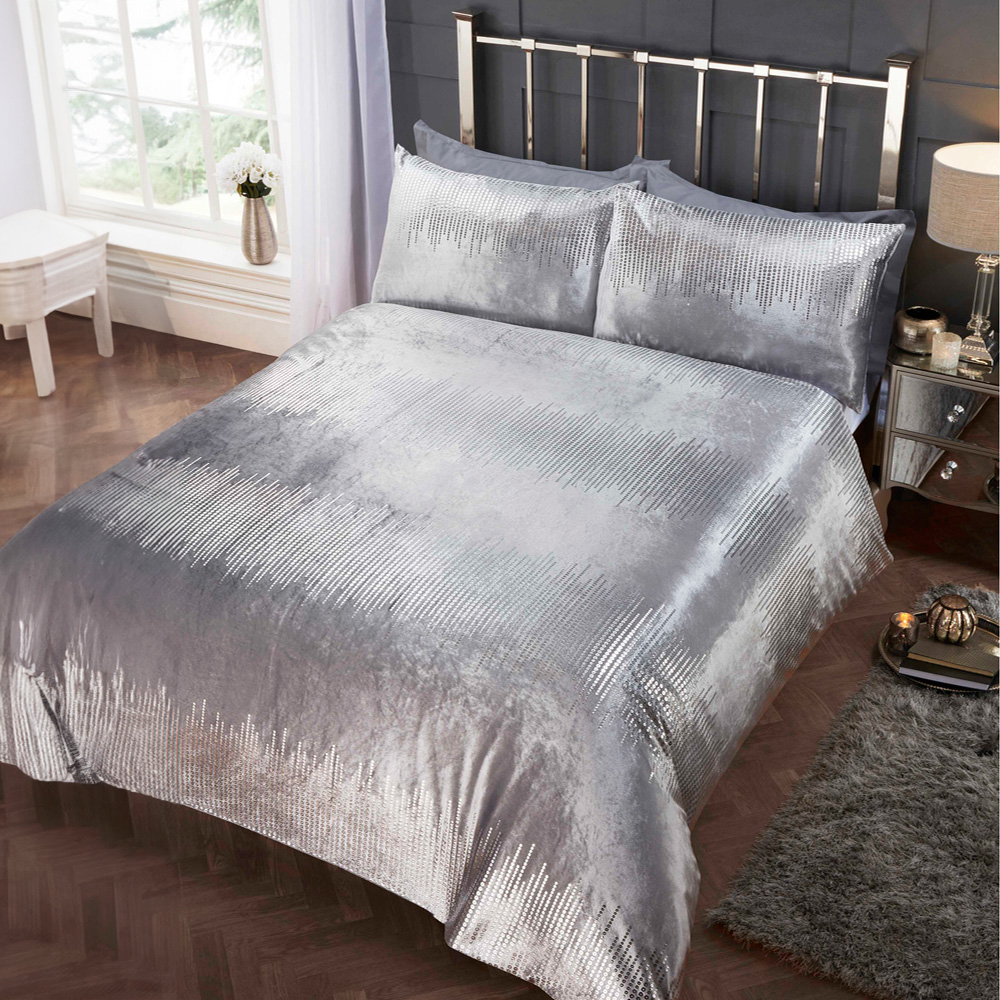 Rapport Home Tiffany Double Silver Duvet Set Image 1