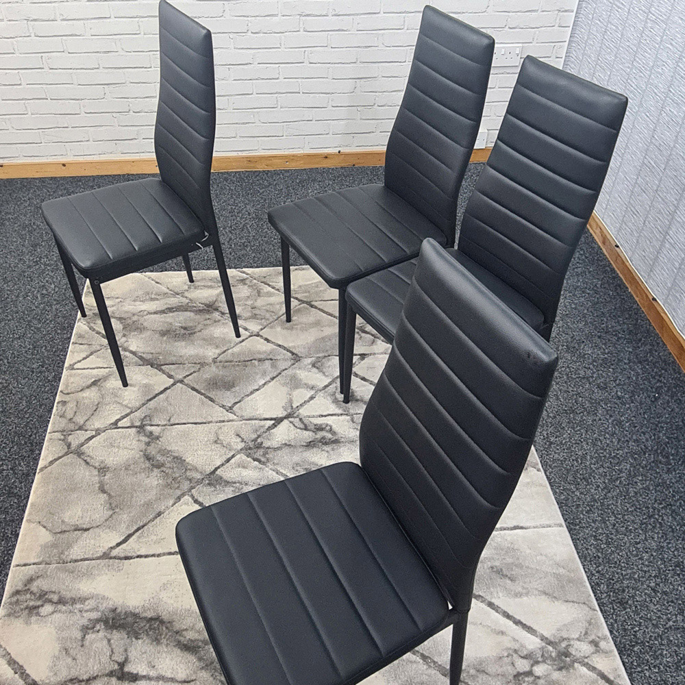 Denver Set of 4 Black Faux Leather Dining Chairs Image 3