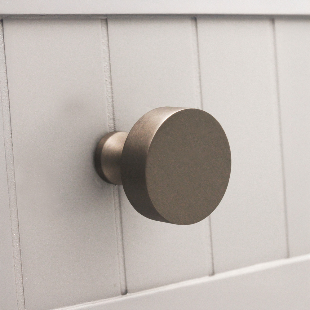 Spira Brass Gunmetal Grey Round 38mm Cupboard Knob Image 2