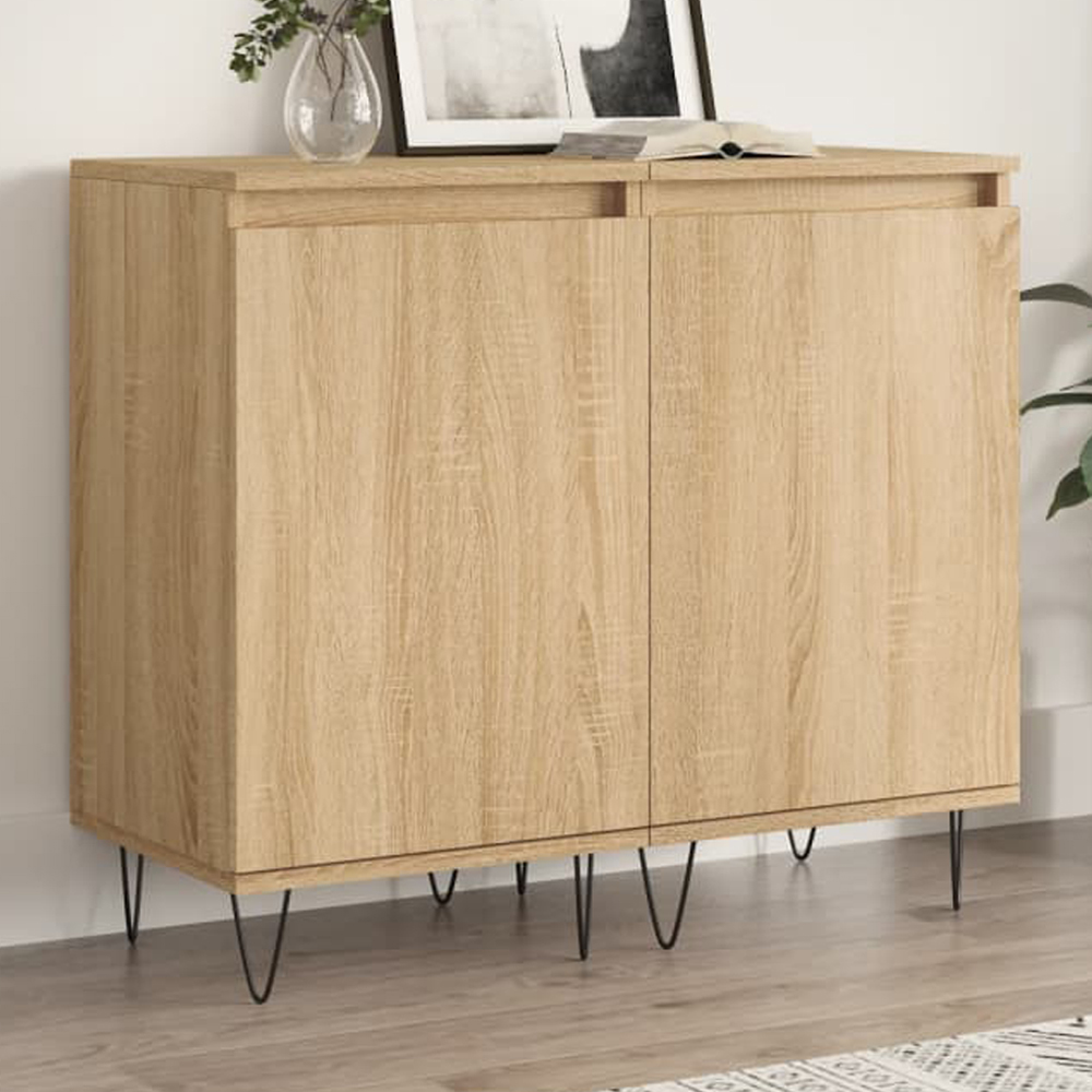 vidaXL Single Door Sonoma Oak Sideboard Set of 2 Image 1