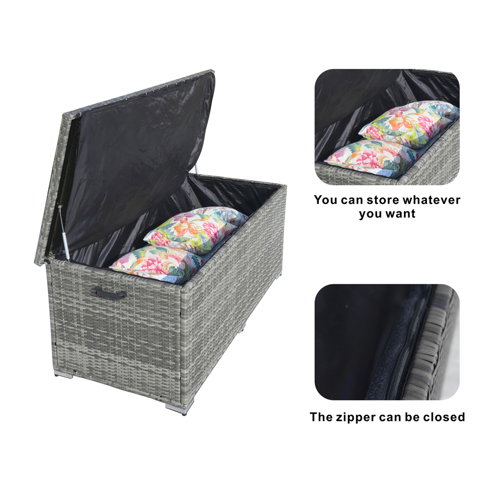 Direct Wicker 495L Medium Grey Garden Rattan Storage Box Image 6