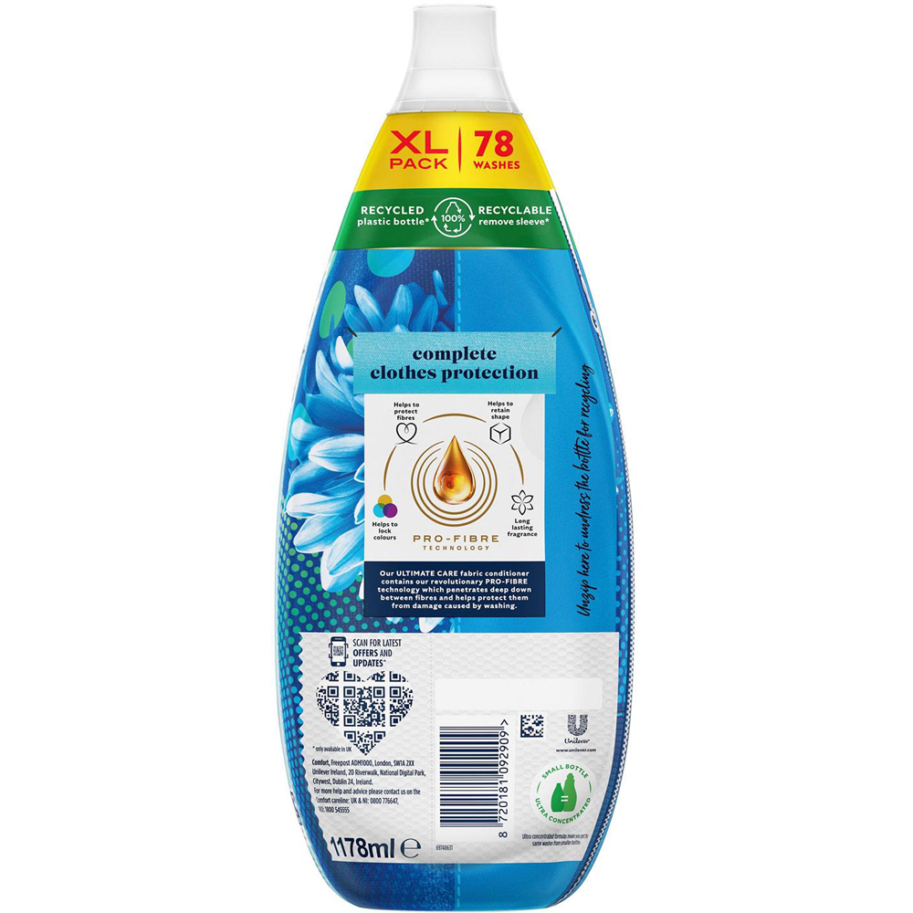 Comfort Ultimate Care Fresh Sky Concentrated Fabric Conditioner 78 Washes 1.18L Image 3