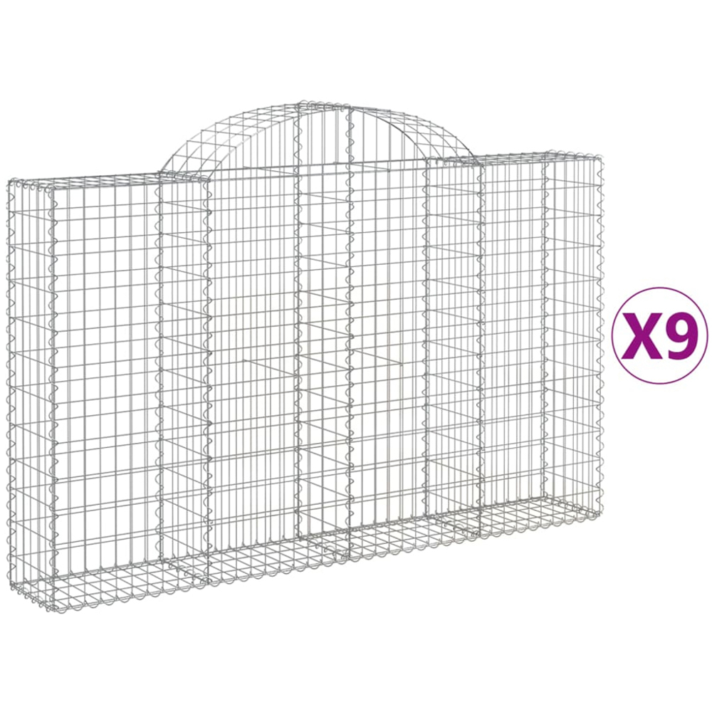 vidaXL Silver Galvanised Iron Gabion Basket 200 x 30 x 120/140cm 9 Pack Image 4