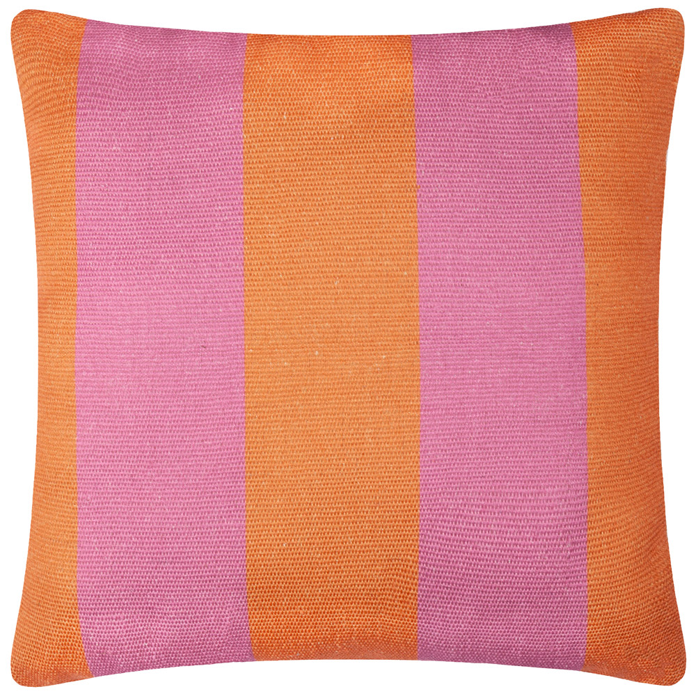 furn. Deck Stripe Orange Woven Polyester Filled Outdoor Cushion 59 x 59cm Image 1
