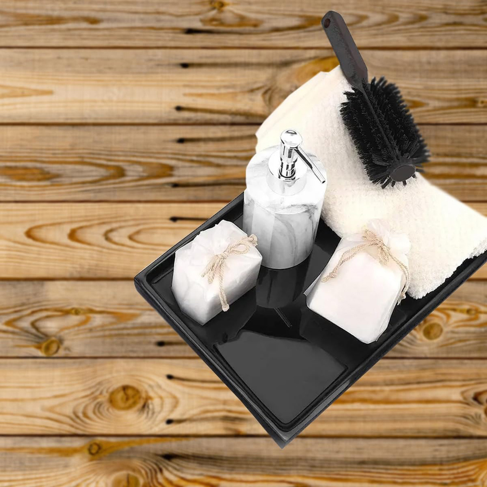 ATEK Small Black Multi-Purpose Resin Vanity Serving Tray Image 6