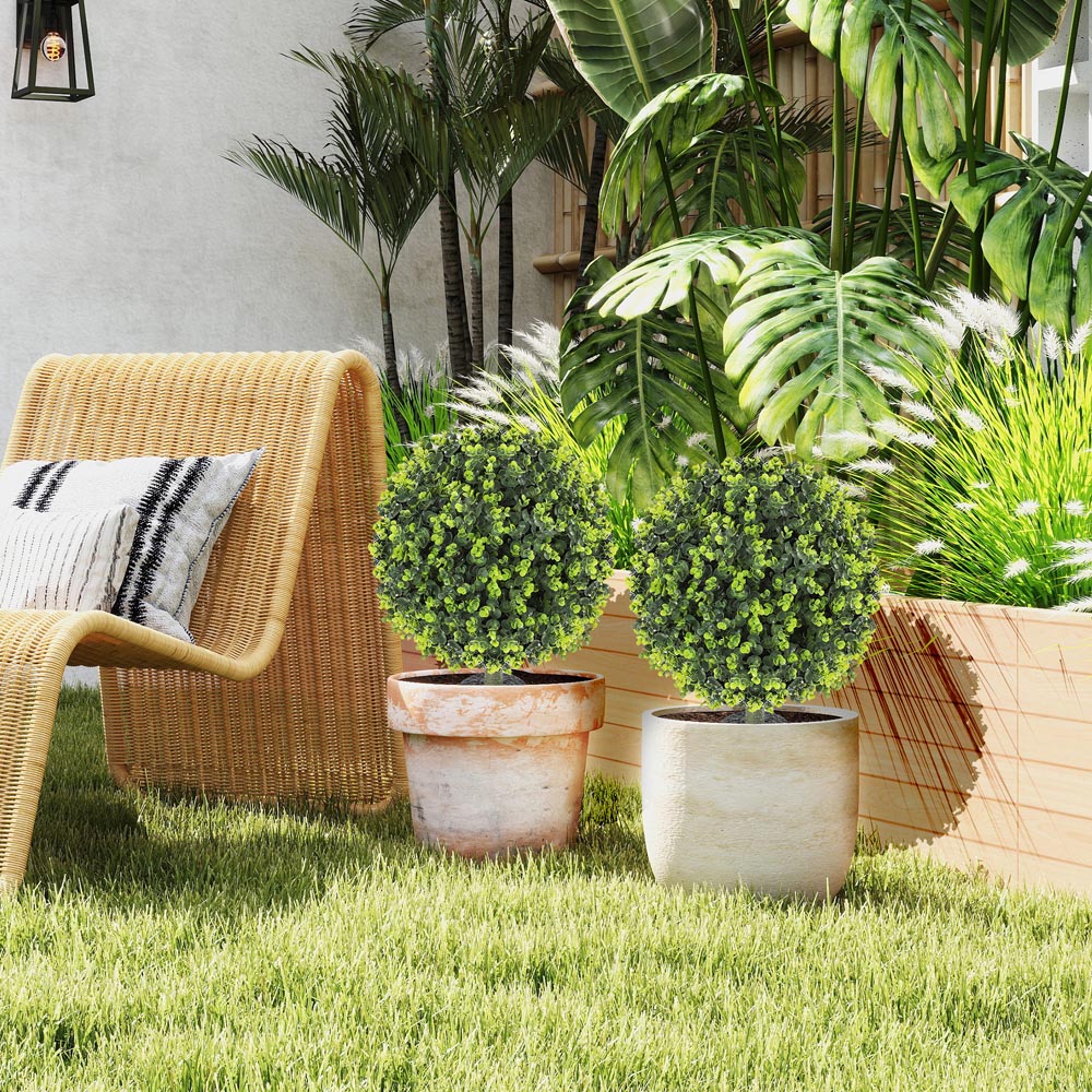 Portland Boxwood Topiary Ball Bush Artificial Plant in Pot 40cm 2 Pack Image 3