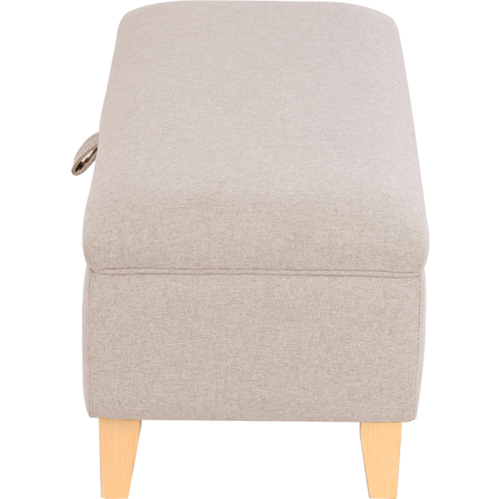 Living and Home 2 in 1 Cream Linen Upholstered Storage Ottoman Image 4