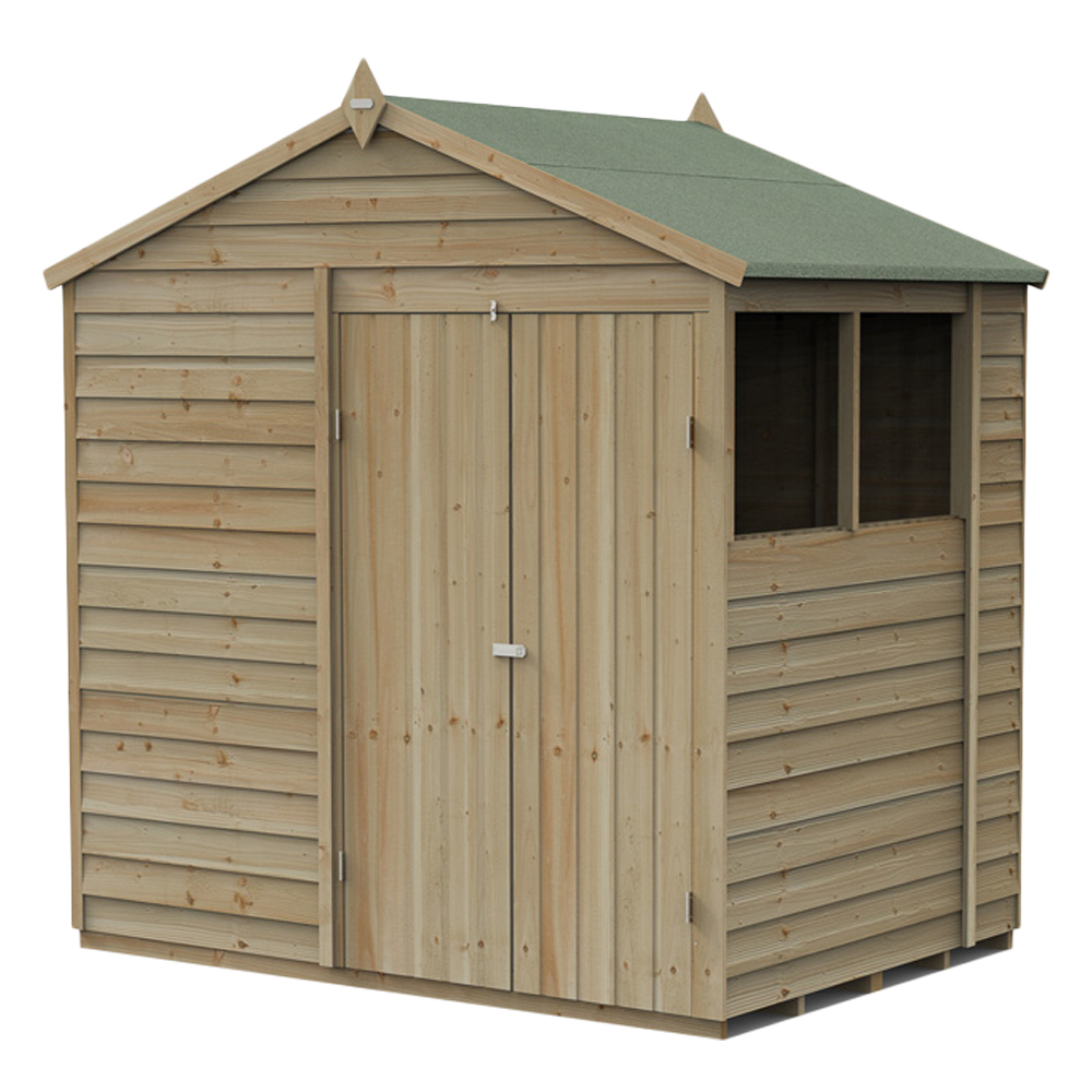 Forest Garden 4LIFE 7 x 5ft Double Door 2 Windows Apex Shed Image 1
