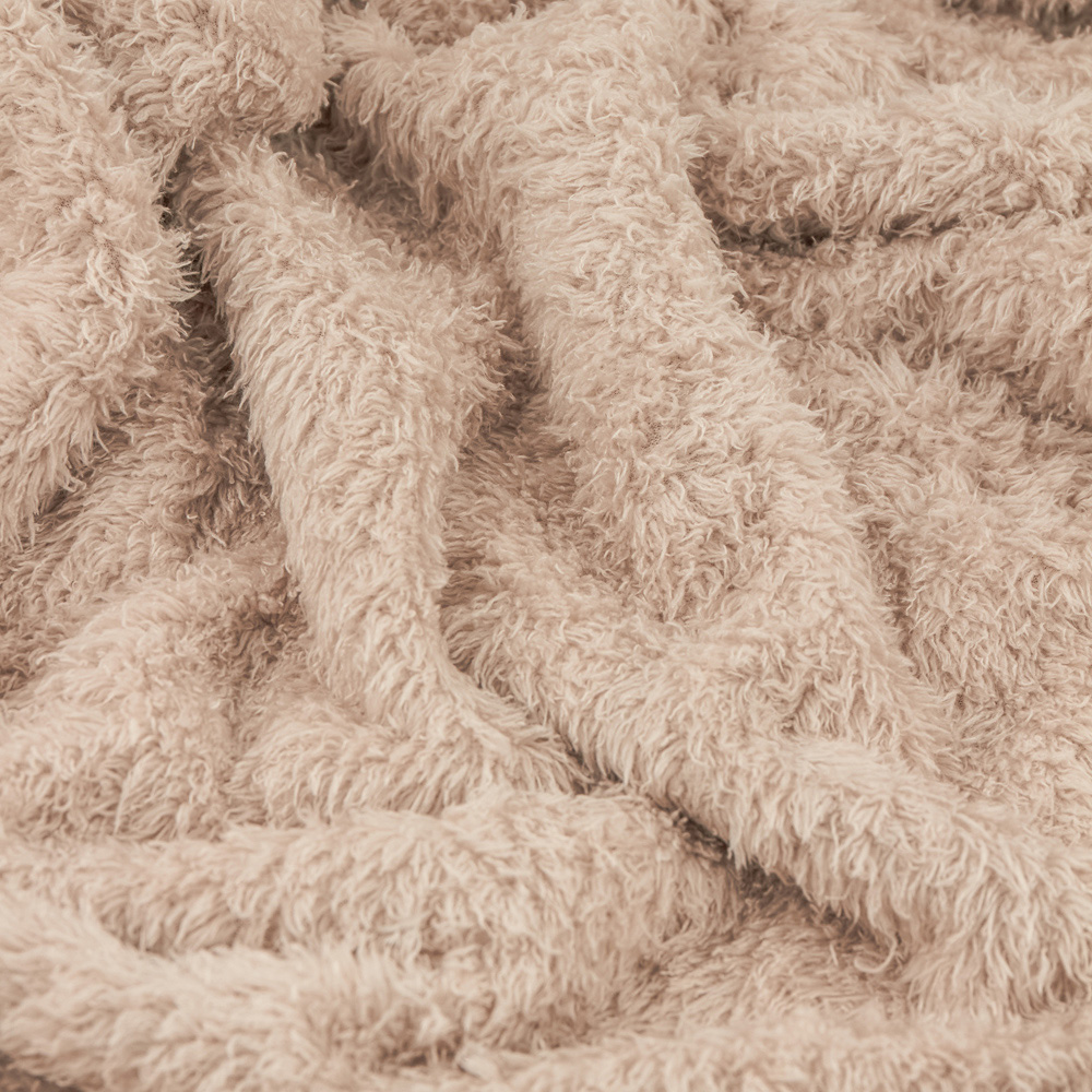Furn Harlan Borg Natural Sherpa Tasselled Throw 140 x 180cm Image 2