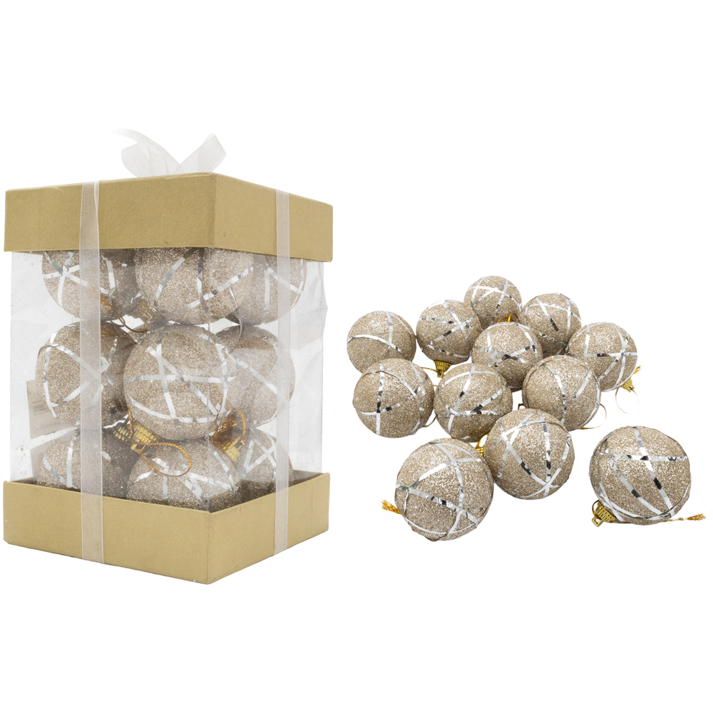 Shatchi Silver Glittered Soft Foam Shatterproof Bauble 12 Pack Image 2