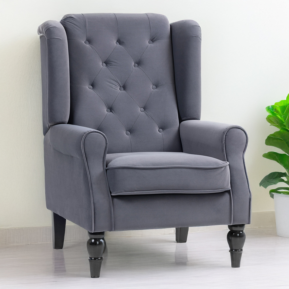 HOMCOM Tufted Club Fabric Accent Armchair Image 1