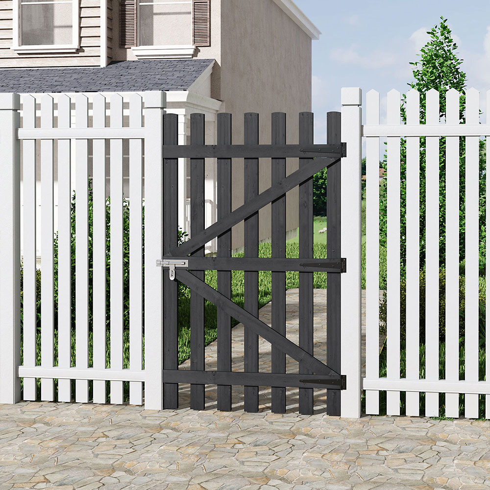 Living and Home Grey Vintage Pine Wood Garden Gate with Latch 914 x 1498mm Image 2