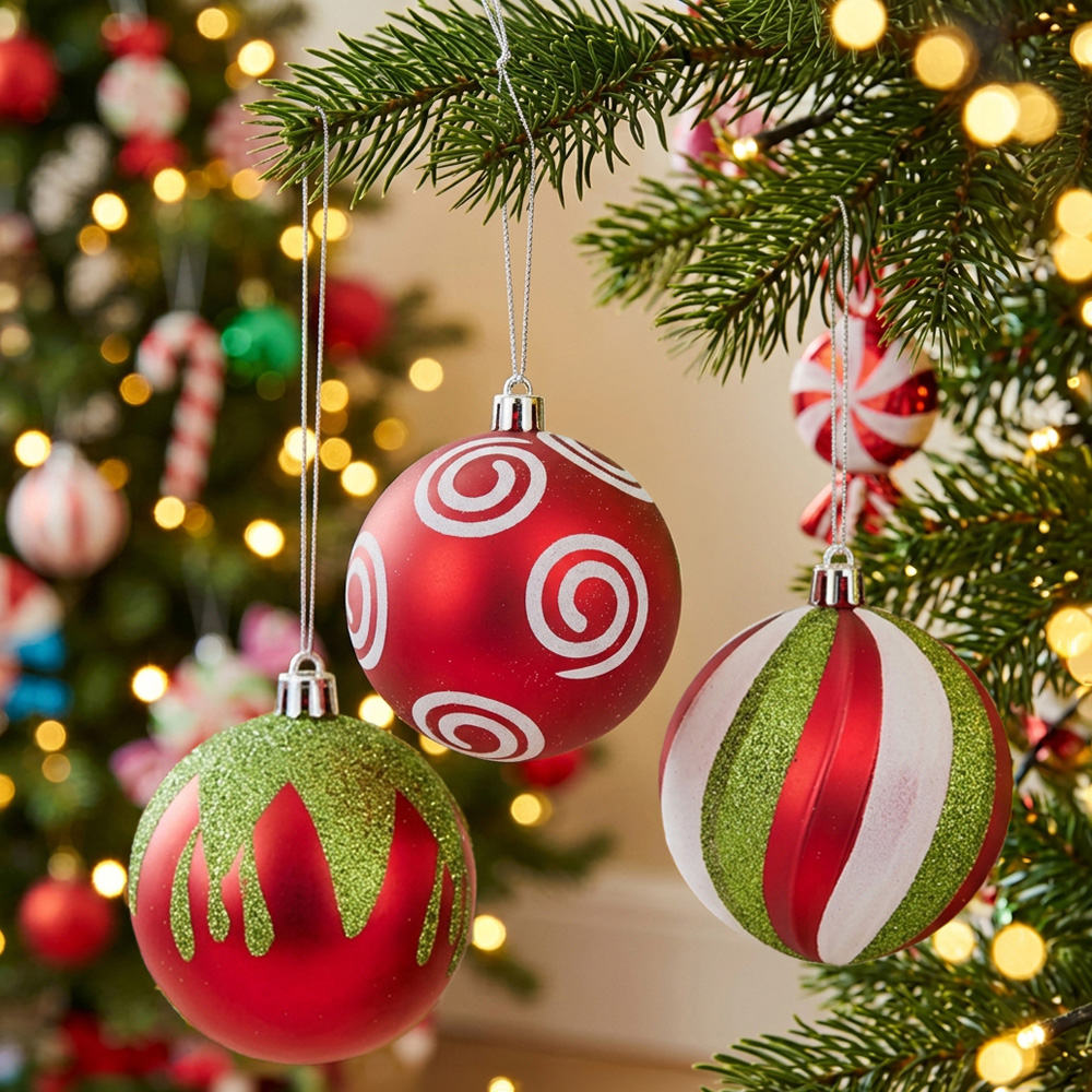 Pack of 16 Candy Cane Carnival Baubles Image 2