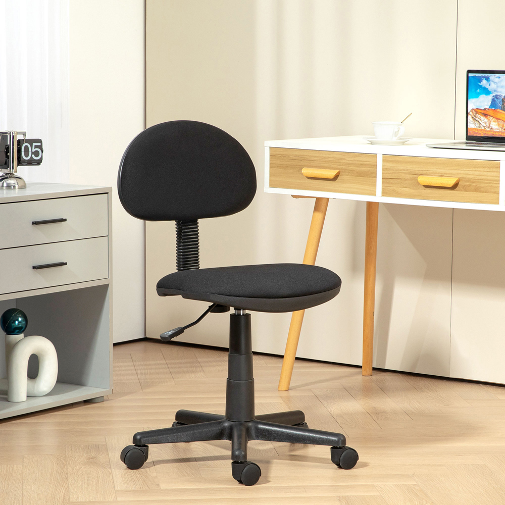 Portland Black Armless Office Chair with Adjustable Height Image 7
