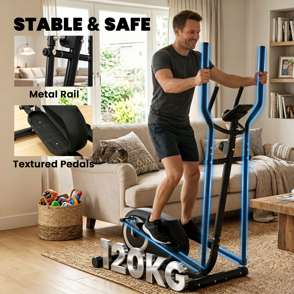 SPORTNOW Grey Quiet Magnetic Resistance Elliptical Cross Trainer with Bluetooth Image 7