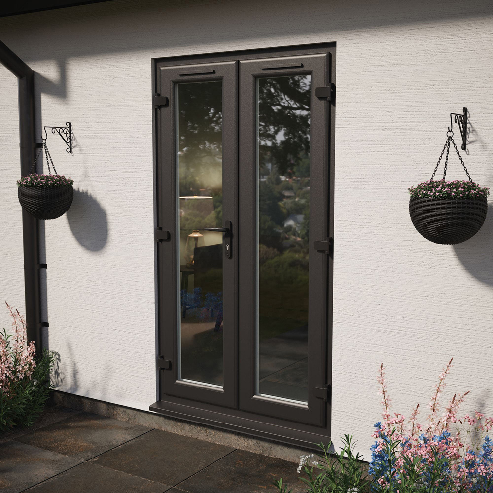 Crystal Black and White LH Master Clear Glass uPVC Double Glazed French Door 1190 x 2090mm Image 2