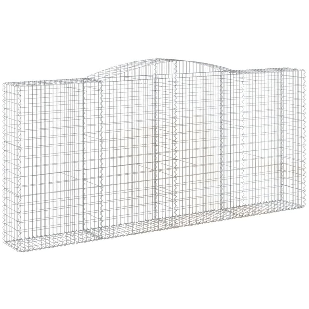 vidaXL Silver Galvanised Iron Arched Gabion Basket 400 x 50 x 180/200cm 2 Pack Image 1