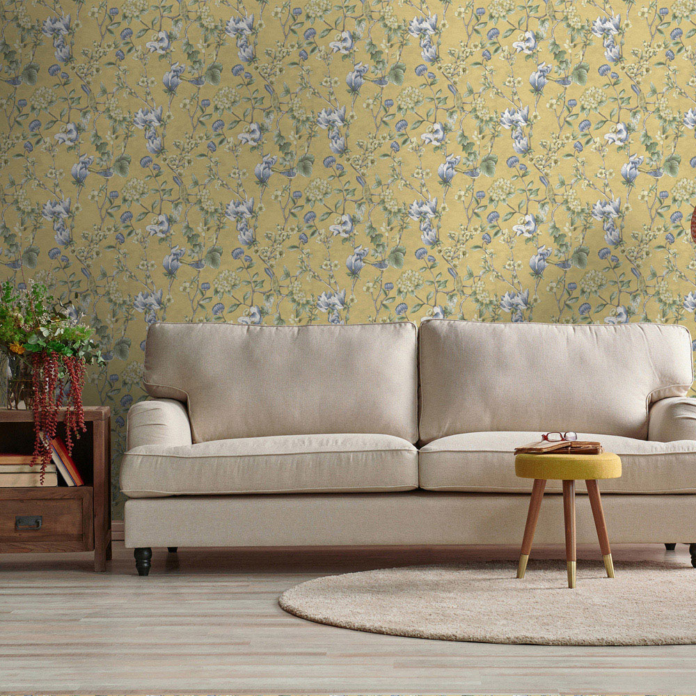 Holden Floral Bird Trail Ochre Wallpaper Image 3