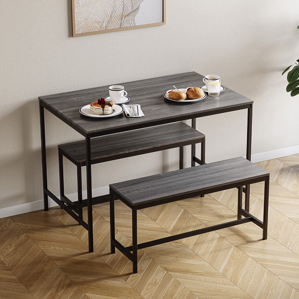 VIDA DESIGNS Roslyn 4 Seater Metal Frame Dining Bench Set Grey Image 3