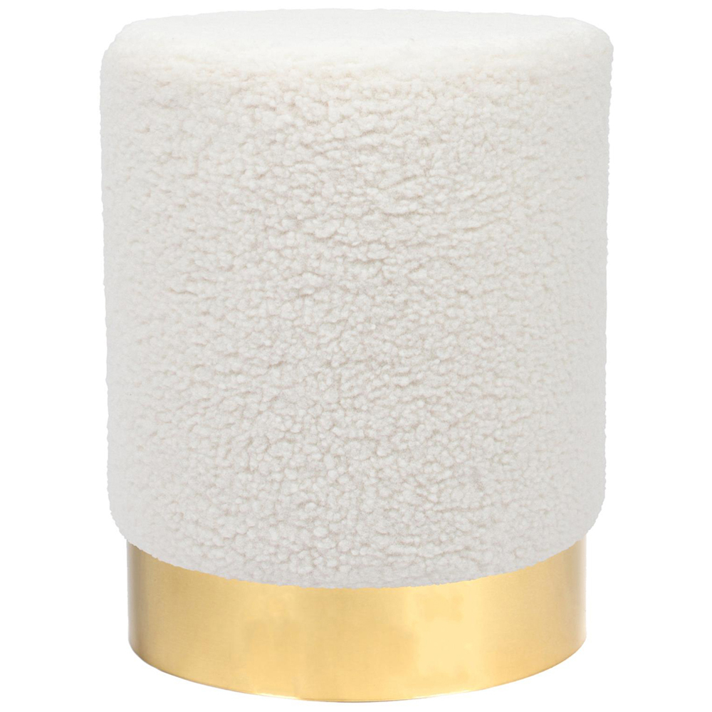 Harbour Housewares Cream Boucle Round Pouffe Image 2